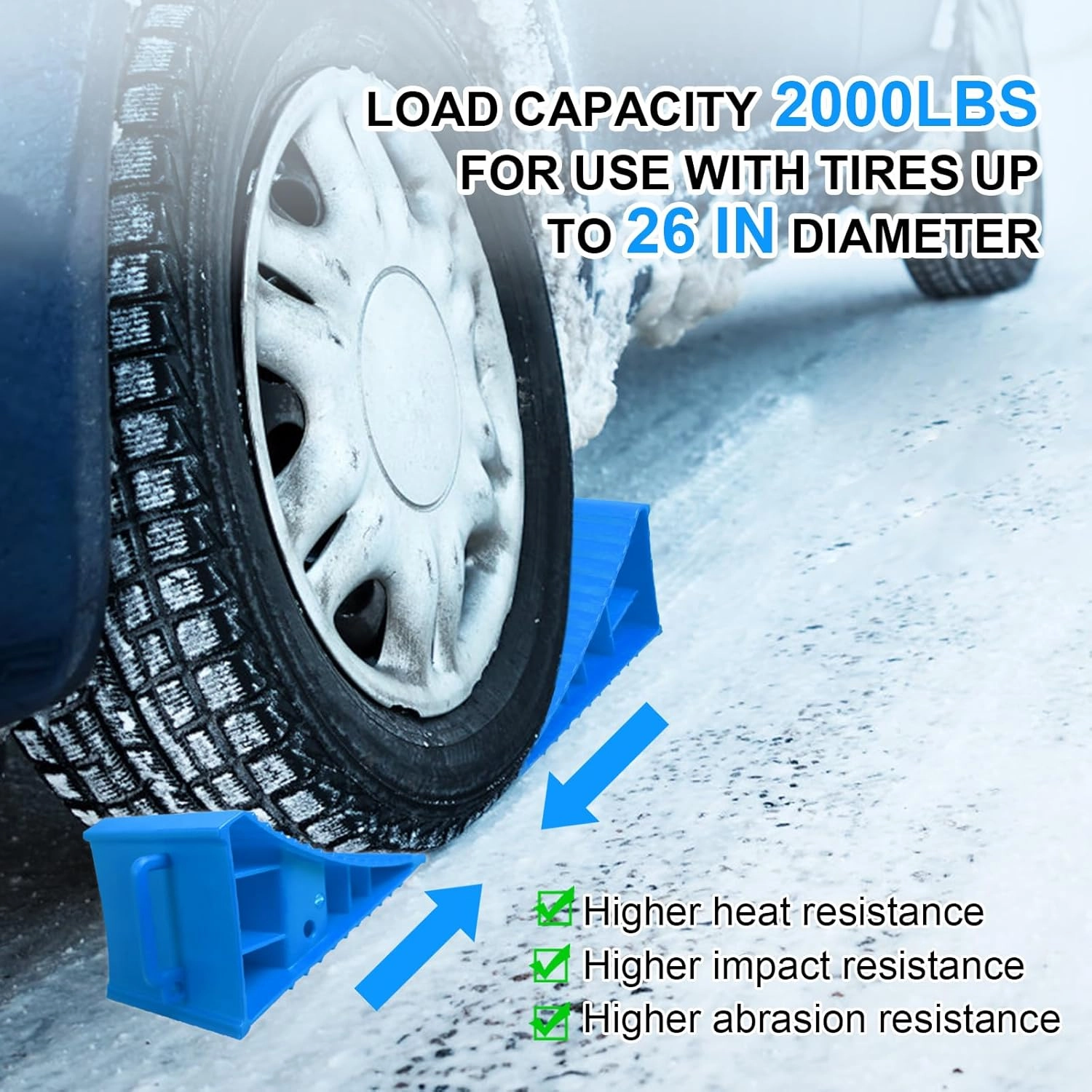 4Pack Wheel Chocks for RV Trailer Non Slip Heavy Duty Blue Camper Wheel Chocks with Handle for Easy Removal Polypropylene Wheel Stoppers for Cars Campers Trucks Rvs