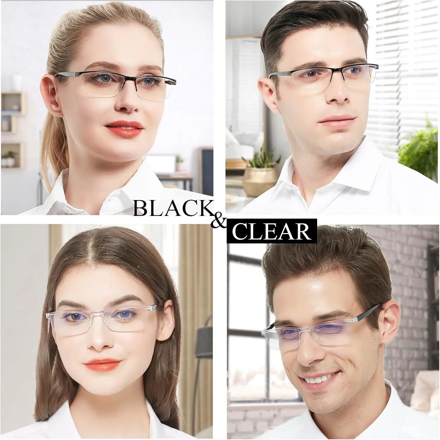 4PCS Stylish Anti-Blue-Light Reading Glasses Men Women Computer Readers Lightweight Blue Blockers 1.0X 1.0 1.25 1.5 1.75 2.0 2.25 2.5 2.75 3.0 3.5 4.0