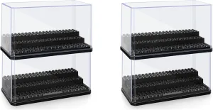 4X Mini Figure Display Box, Stackable Dustproof Building Block Display Box for Action Figure Toys