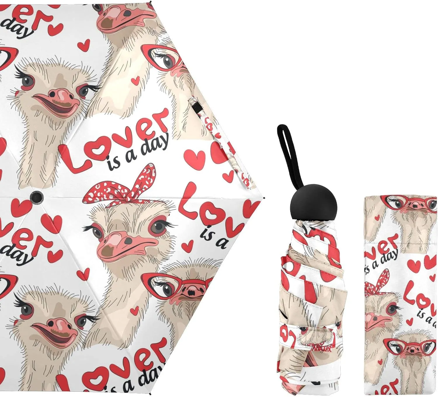 5 Folding Compact Pocket Windproof Umbrella, 6 Ribs Ultra-Light Foldable Vinyl Parasol, Mini Anti-UV Travel Umbrella