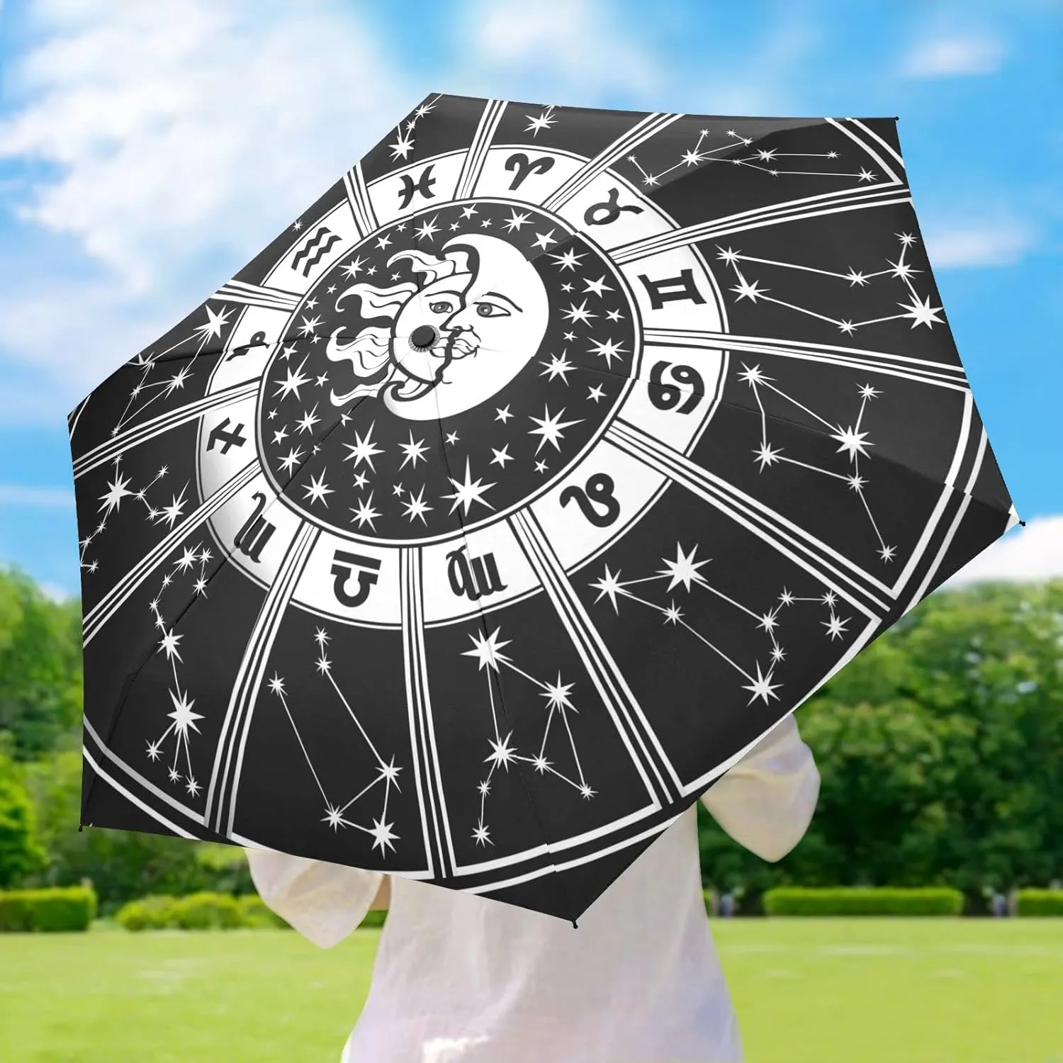 5 Folding Compact Pocket Windproof Umbrella, 6 Ribs Ultra-Light Foldable Vinyl Parasol, Mini Anti-UV Travel Umbrella