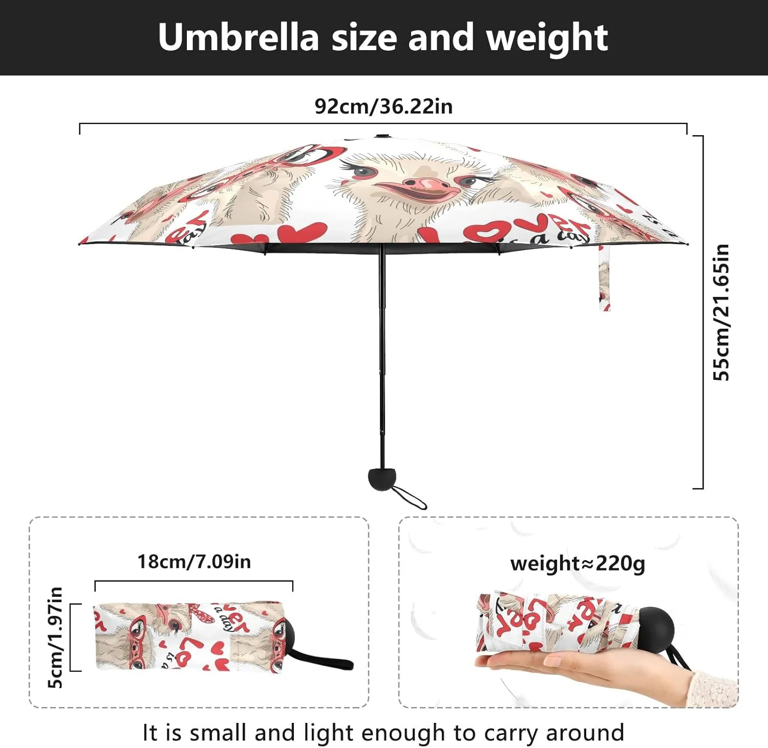 5 Folding Compact Pocket Windproof Umbrella, 6 Ribs Ultra-Light Foldable Vinyl Parasol, Mini Anti-UV Travel Umbrella