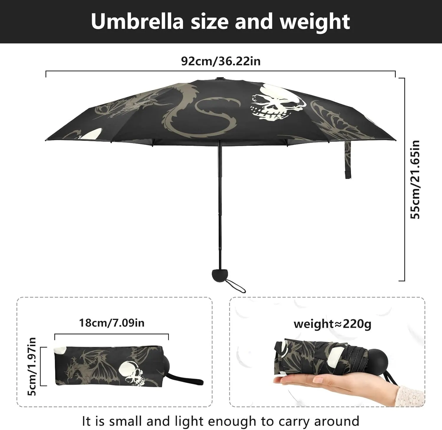 5 Folding Compact Pocket Windproof Umbrella, 6 Ribs Ultra-Light Foldable Vinyl Parasol, Small Mini Anti-UV Travel Umbrella
