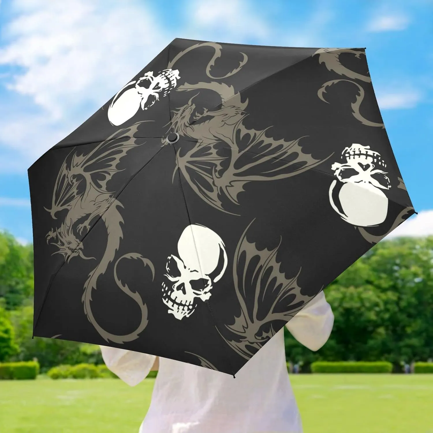 5 Folding Compact Pocket Windproof Umbrella, 6 Ribs Ultra-Light Foldable Vinyl Parasol, Small Mini Anti-UV Travel Umbrella