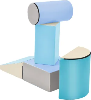 5 Piece Climb and Crawl Activity PlaySet, Including Slide Ramp,Cylinder Block and Semicircle Block,Soft Foam Indoor Active Playset for Stacking Crawling and Sliding at Home