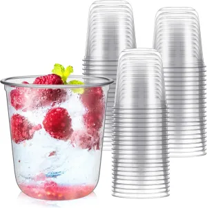 50 Pcs Disposable Stemless Glasses 12oz Crystal Plastic Wine Glasses Clear Classic Pet Cup for Meeting Weddings Birthdays Cocktail Christmas Party Supplies (Clear)