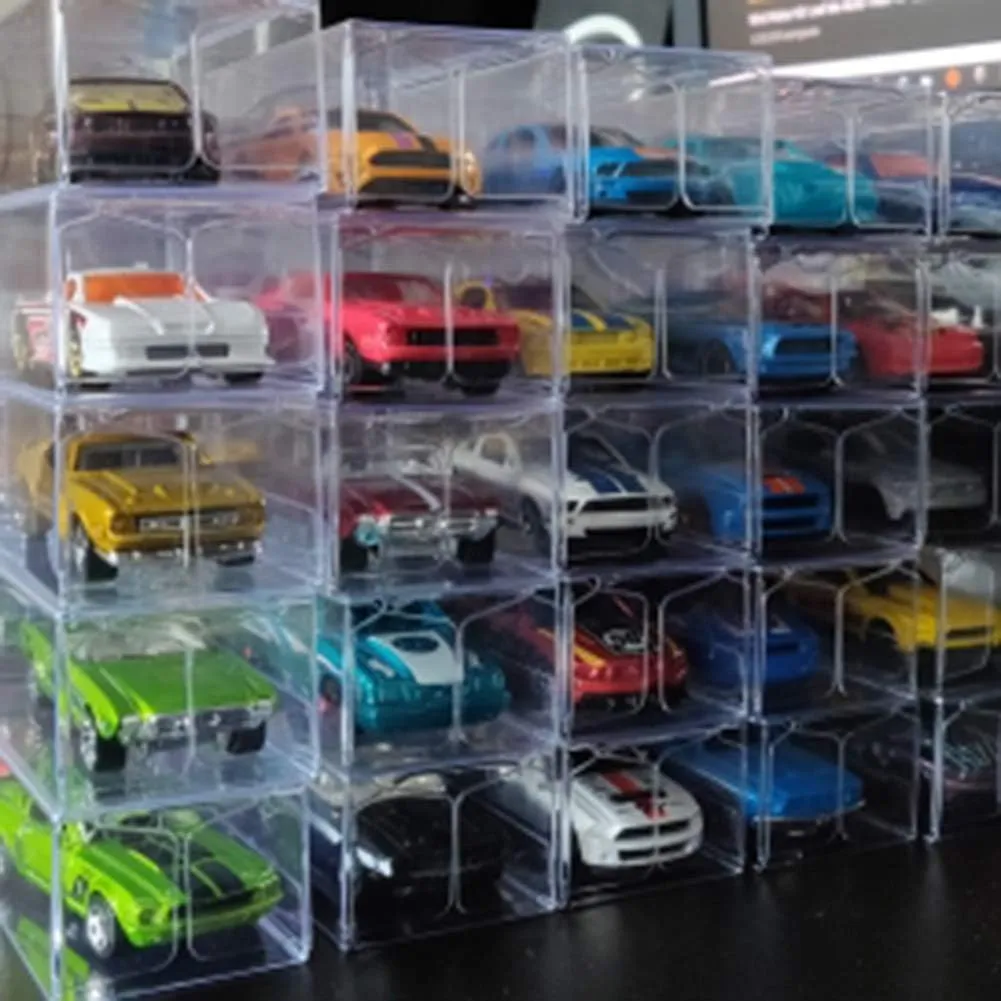 50 PCS Plastic Toy Car Model Display Boxes 1/64 Scale Transparent PVC Toy Car Display Case Clear Vehicle Model Car Organizer Box Protector Covers Cases for Collectors Storage Display