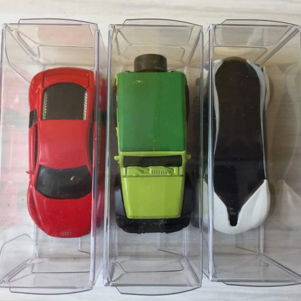 50 PCS Plastic Toy Car Model Display Boxes 1/64 Scale Transparent PVC Toy Car Display Case Clear Vehicle Model Car Organizer Box Protector Covers Cases for Collectors Storage Display