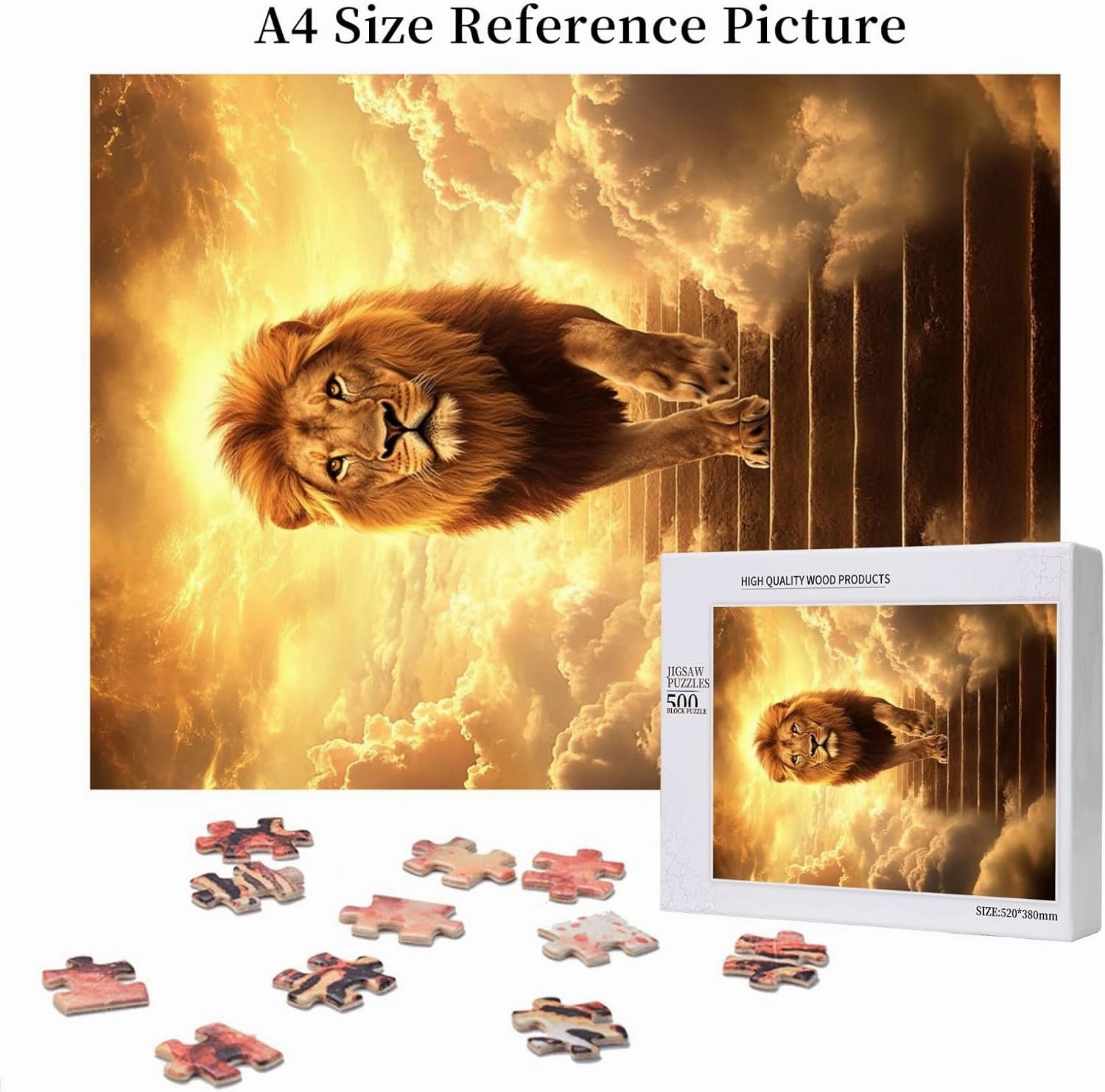 500 PCS Adults Jigsaw Puzzle - Lion’s Journey to The Sky, A Puzzling Above The Clouds.Wonderful Imagination,Stunning Artwork,Great for Relaxation and Display for Lion Enthusiast