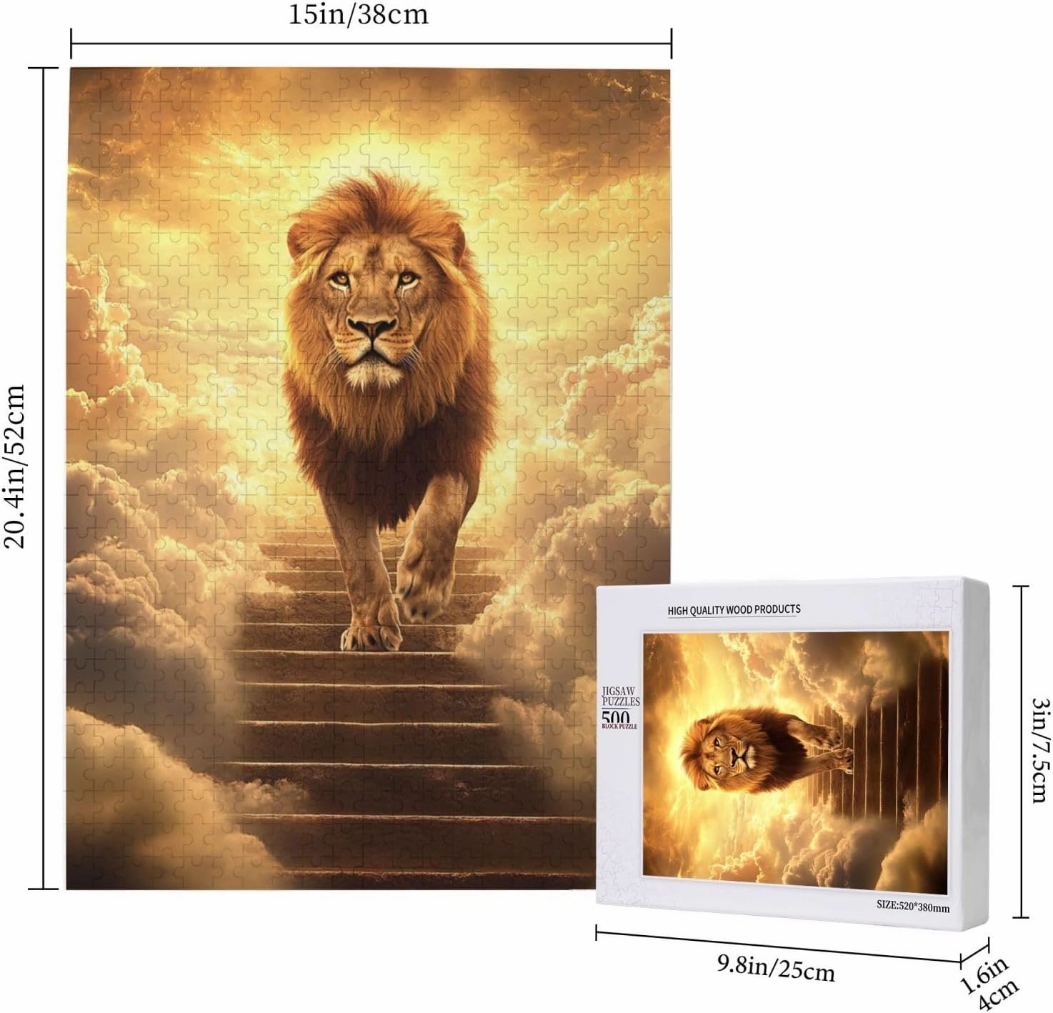 500 PCS Adults Jigsaw Puzzle - Lion’s Journey to The Sky, A Puzzling Above The Clouds.Wonderful Imagination,Stunning Artwork,Great for Relaxation and Display for Lion Enthusiast