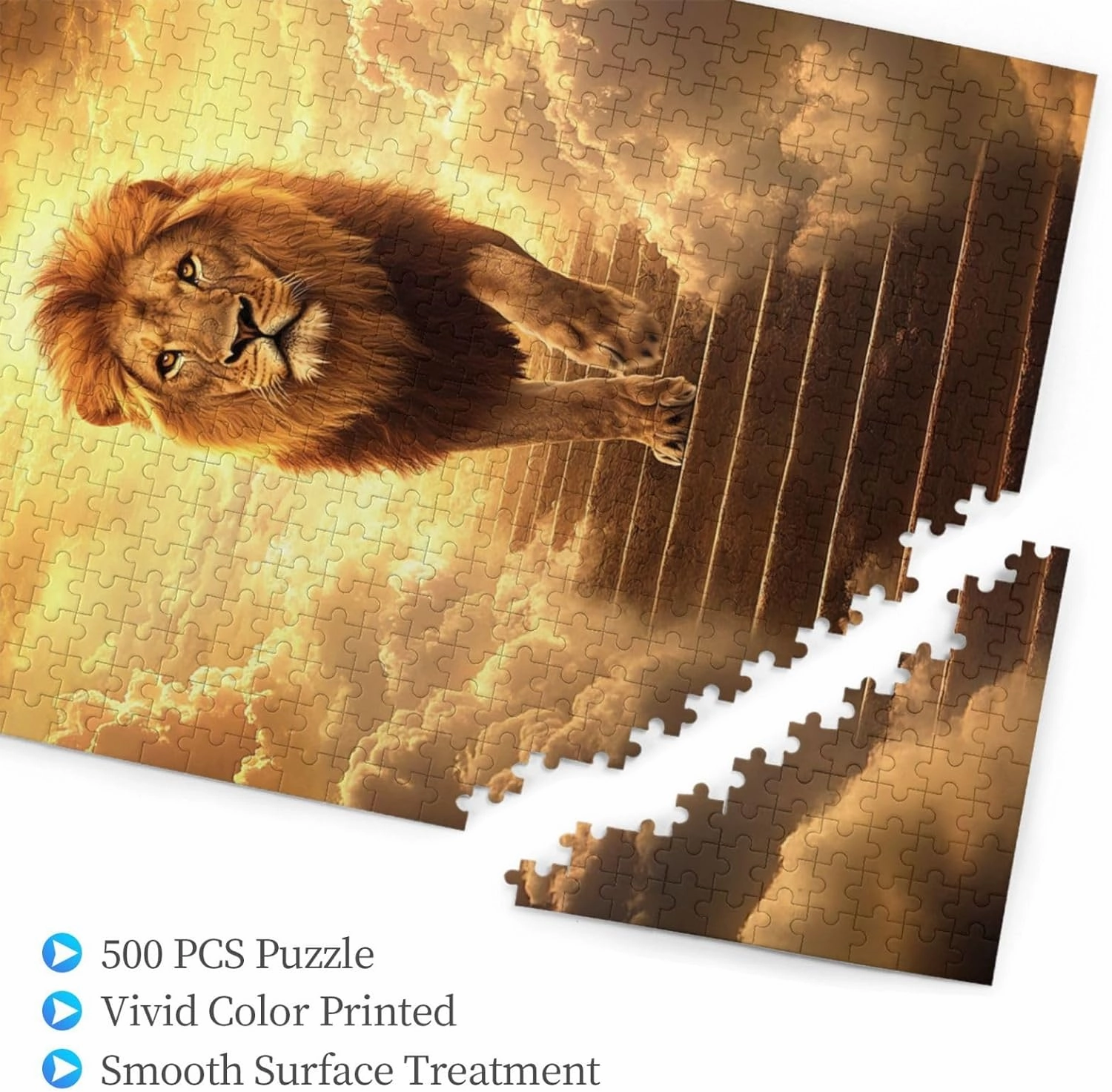 500 PCS Adults Jigsaw Puzzle - Lion’s Journey to The Sky, A Puzzling Above The Clouds.Wonderful Imagination,Stunning Artwork,Great for Relaxation and Display for Lion Enthusiast