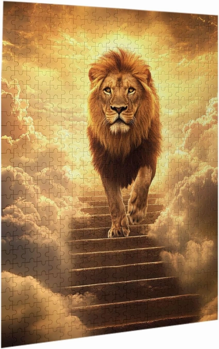 500 PCS Adults Jigsaw Puzzle - Lion’s Journey to The Sky, A Puzzling Above The Clouds.Wonderful Imagination,Stunning Artwork,Great for Relaxation and Display for Lion Enthusiast