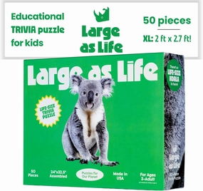 50 Piece Trivia Floor Jigsaw Puzzle - Life Size Koala - Educational Trivia On Each Piece – Fun Gift for Kids Enjoyable for Adults, Ages 3  XL Puzzle Size Assembled 24" x 32.5" - Made in USA