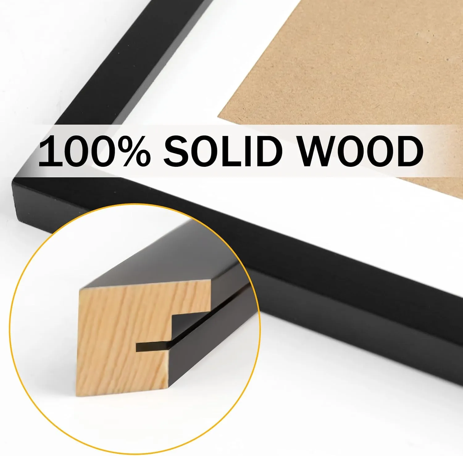 5x5 Black Picture Frames Square Classic Natural Wood 6 Pack for Wall Mounting and Tabletop Display