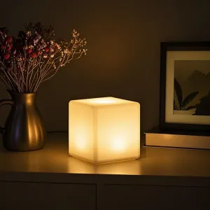 6- inch LED Cube Light, 16 Colors Changing Tesseract Cube Light w/Remote, Cordless LED Cosmic Lamp for Kids, Rechargeable Square Glowing Mood Lamp for Nursery Bedroom Party Bar Decor