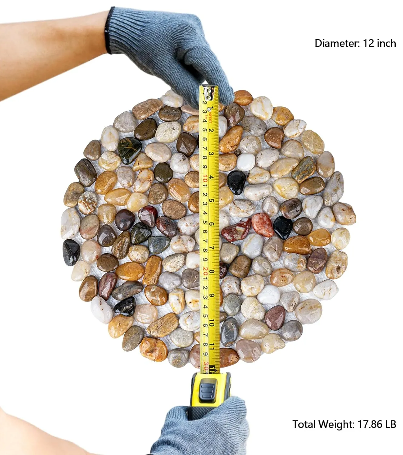 6 PCS River Rock Stepping Stones Outdoor, 12 Inch Diameter Round Pavers Pebbles Polished Gravel for Garden Walkway