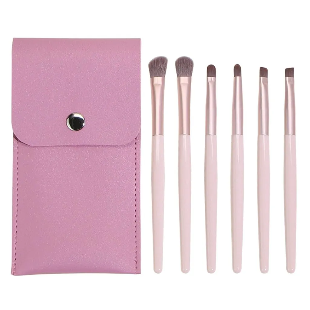 6 x cosmetic brush set, portable, with eye shadow, eyebrow brush, eye makeup tool(C)