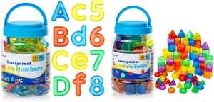 66 Pcs Translucent Letters and Numbers - 60 Pcs 3D Shapes for Teaching – Light Table Toys, Manipulatives and Accessories for Enhanced Learning & Fun