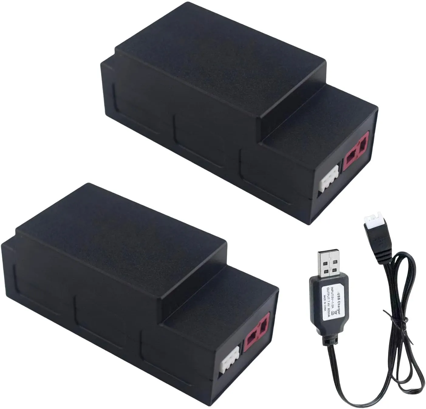 7.4V 1050mAh Battery and USB Charger for H16 H16H H16E H16BM H16SC H16GT H16DR HP161S HP163S HB17 16207 16208 16209 16210 1/16 RC Trucks Racing Car Battery (2 Pack)