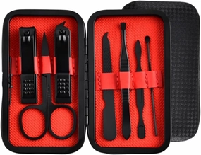 7/12/20/24pcs 1 Classic Black-Red Manicure Pedicure Set Travel-Ready Nail Care Precision Clippers Cutters(20Pcs black-red)