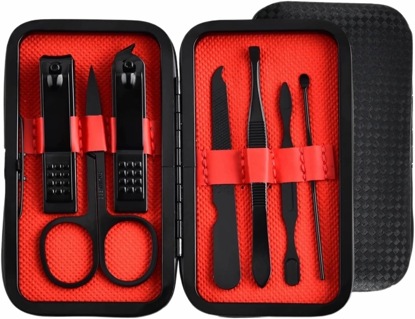 7/12/20/24pcs 1 Classic Black-Red Manicure Pedicure Set Travel-Ready Nail Care Precision Clippers Cutters(20Pcs black-red)