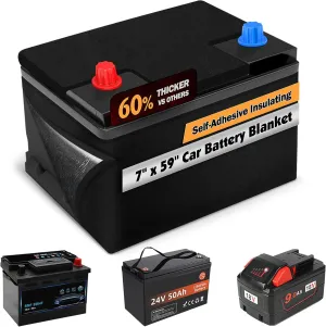 7" x 59" Car Battery Blanket, Car Battery Warmer with Self-Adhesive Backing, Resistant to Extreme Temperatures, Fits Universal Vehicle Batteries