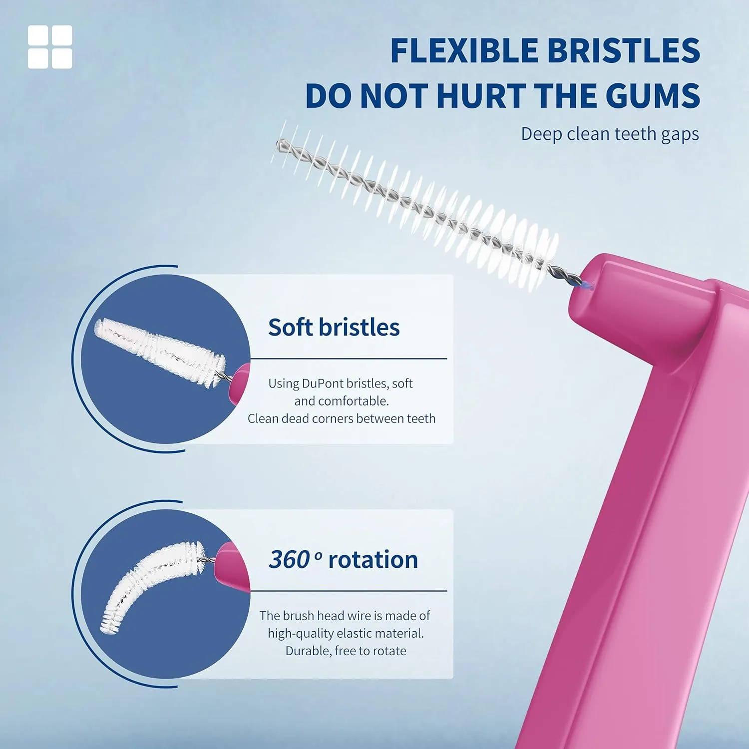 80 Count Interdental Brush Cleaners Dental Brushes Toothpick Tooth Flossing Head Oral Hygiene Angle with Portable Case Use for Cleaning(Pink, Extra Tight Teeth)