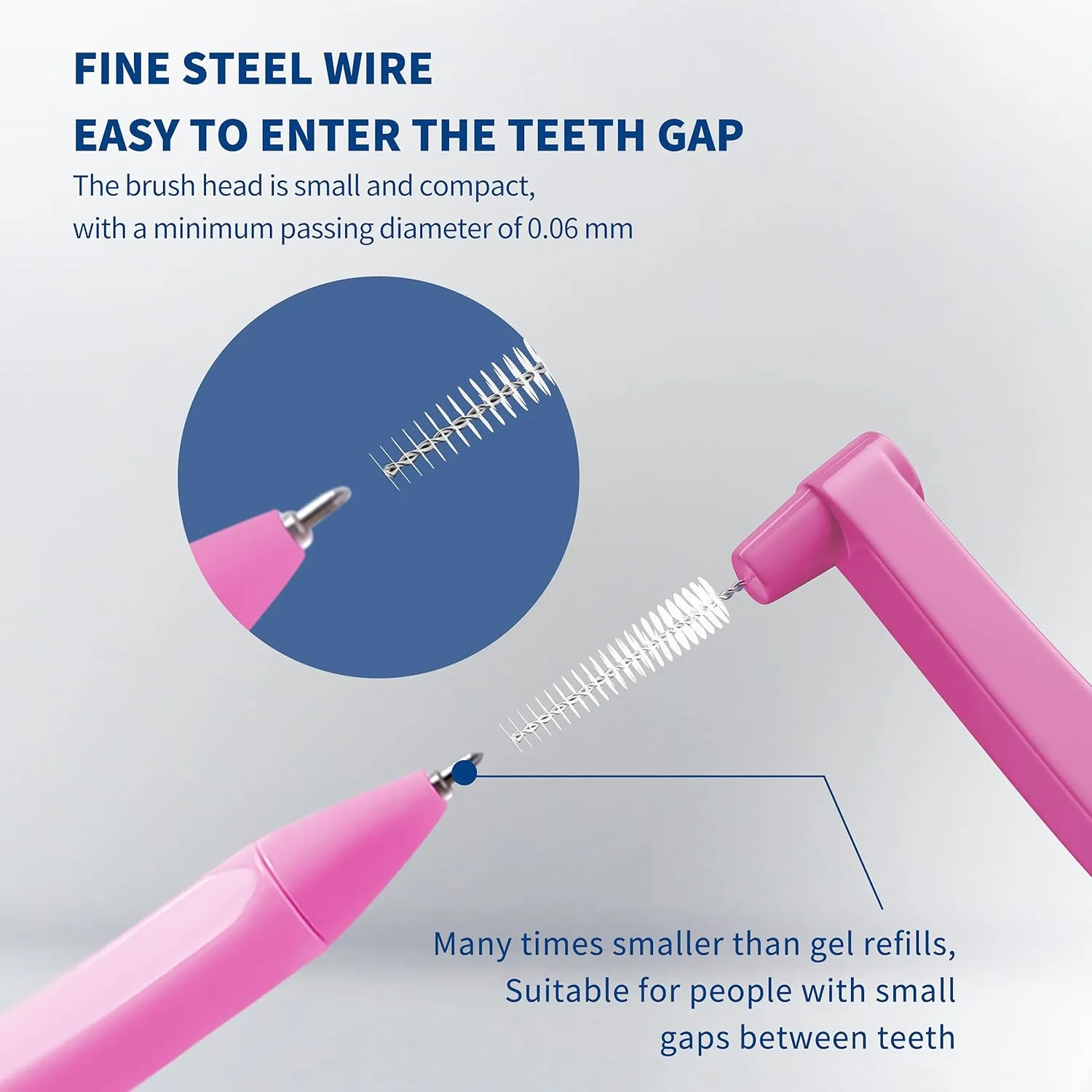 80 Count Interdental Brush Cleaners Dental Brushes Toothpick Tooth Flossing Head Oral Hygiene Angle with Portable Case Use for Cleaning(Pink, Extra Tight Teeth)