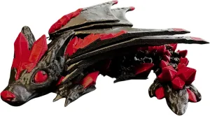 8" 3D Printed Wolf Dragon, Dual Multicolor Black and Red Design, Articulated Fidget Dragon Desktop Pet (Black/Red)