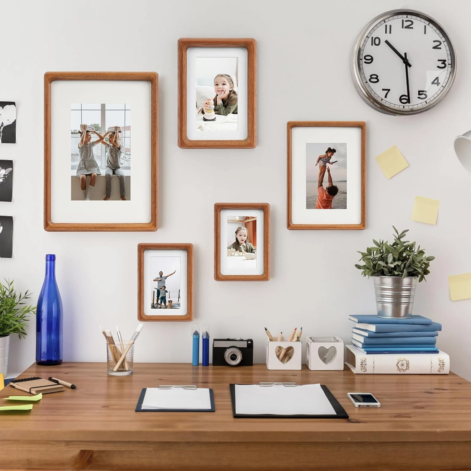 8x10 Picture Frame Set of 2 Natural Wood Photo Frames Display Pictures 5x7 with Mat or 8x10 without Mat Multi Photo Frames Collage for Wall or Tabletop Decor