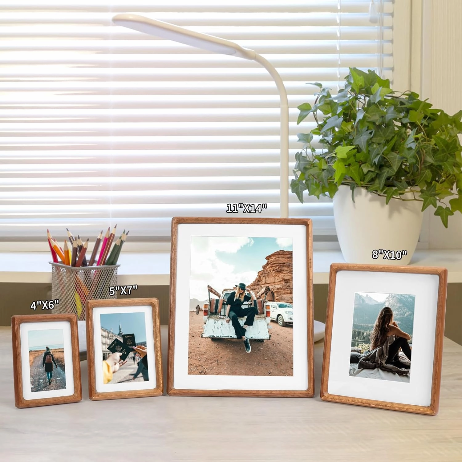8x10 Picture Frame Set of 2 Natural Wood Photo Frames Display Pictures 5x7 with Mat or 8x10 without Mat Multi Photo Frames Collage for Wall or Tabletop Decor