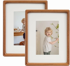 8x10 Picture Frame Set of 2 Natural Wood Photo Frames Display Pictures 5x7 with Mat or 8x10 without Mat Multi Photo Frames Collage for Wall or Tabletop Decor