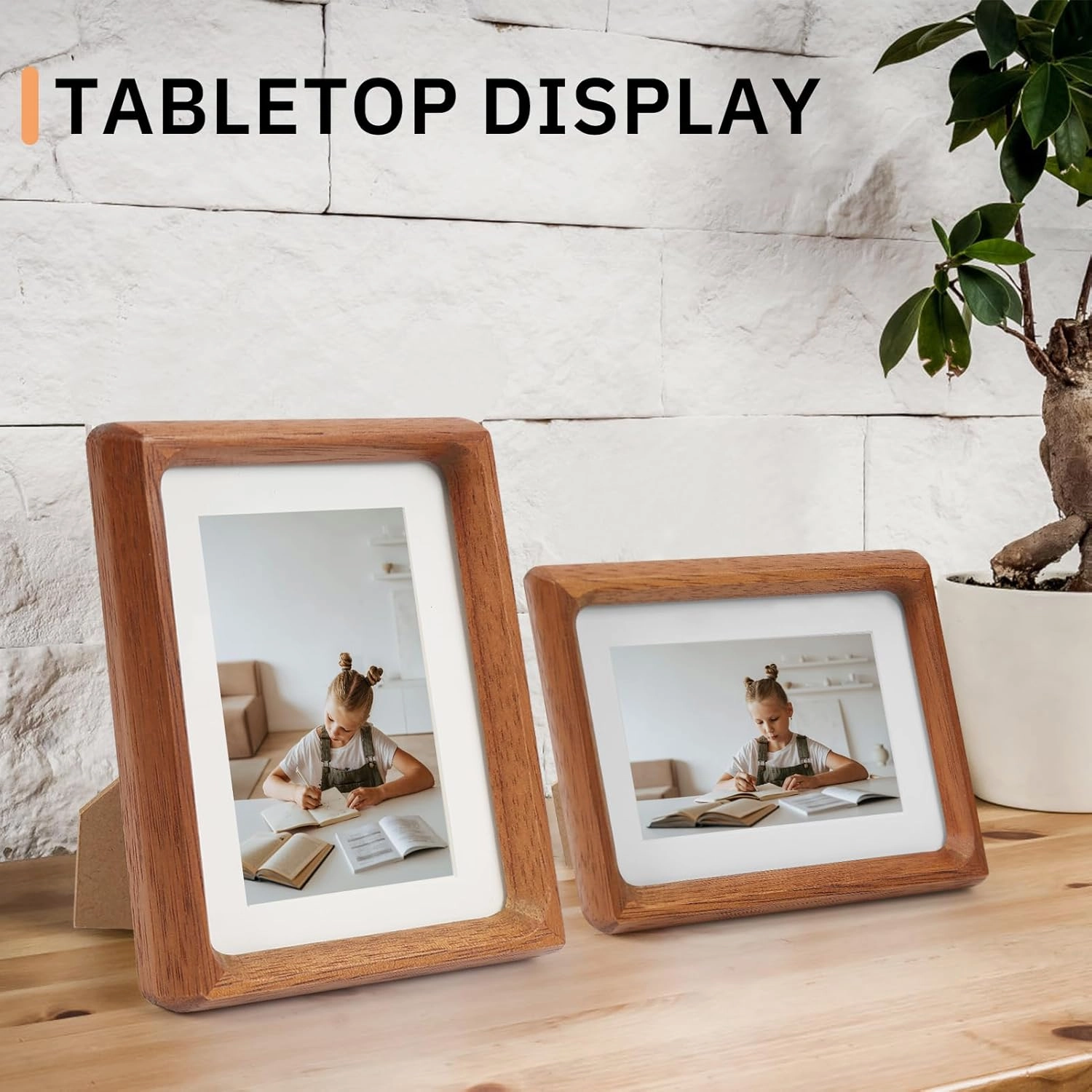 8x10 Picture Frame Set of 2 Natural Wood Photo Frames Display Pictures 5x7 with Mat or 8x10 without Mat Multi Photo Frames Collage for Wall or Tabletop Decor