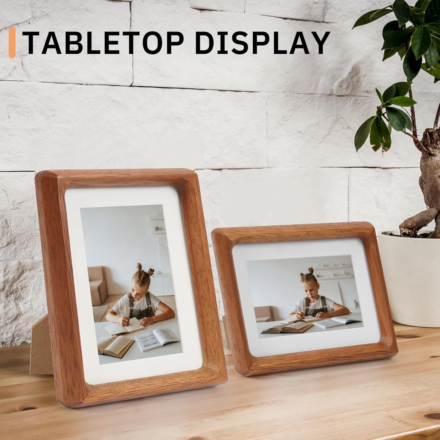 8x10 Picture Frame Set of 2 Natural Wood Photo Frames Display Pictures 5x7 with Mat or 8x10 without Mat Multi Photo Frames Collage for Wall or Tabletop Decor