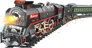 ABS Electric RC Train Set Model, Christmas Train Set Model with Carriage and Long Track, Great STEM Gifts and Desk Decorations for Teens and Adults (Model 623B)