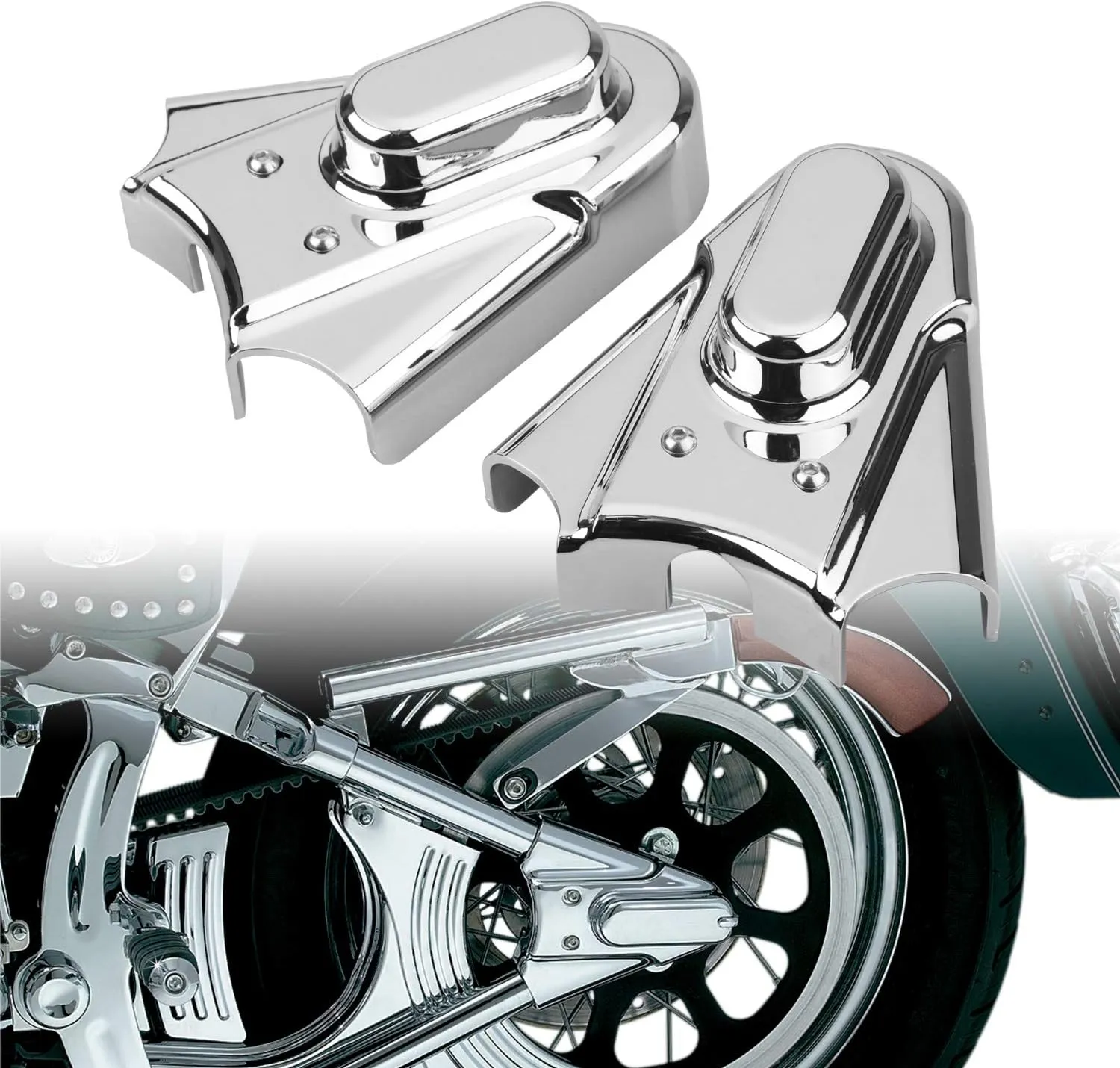 ABS Rear Axle Swingarm Covers Compatible With Harley Softail Heritage Springer Night Train Fatboy Standard Custom 1986-2007 Chrome