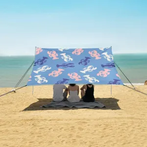 Abstract Lobsters Beach Camping Tent Sun Shelter for Whole Family, Doodle Styles Beach Shade Canopy with UPF50  UV Protection,Easy Set Up and Carry,Outdoor Shade for Trips, Fishing, Backyard Fun
