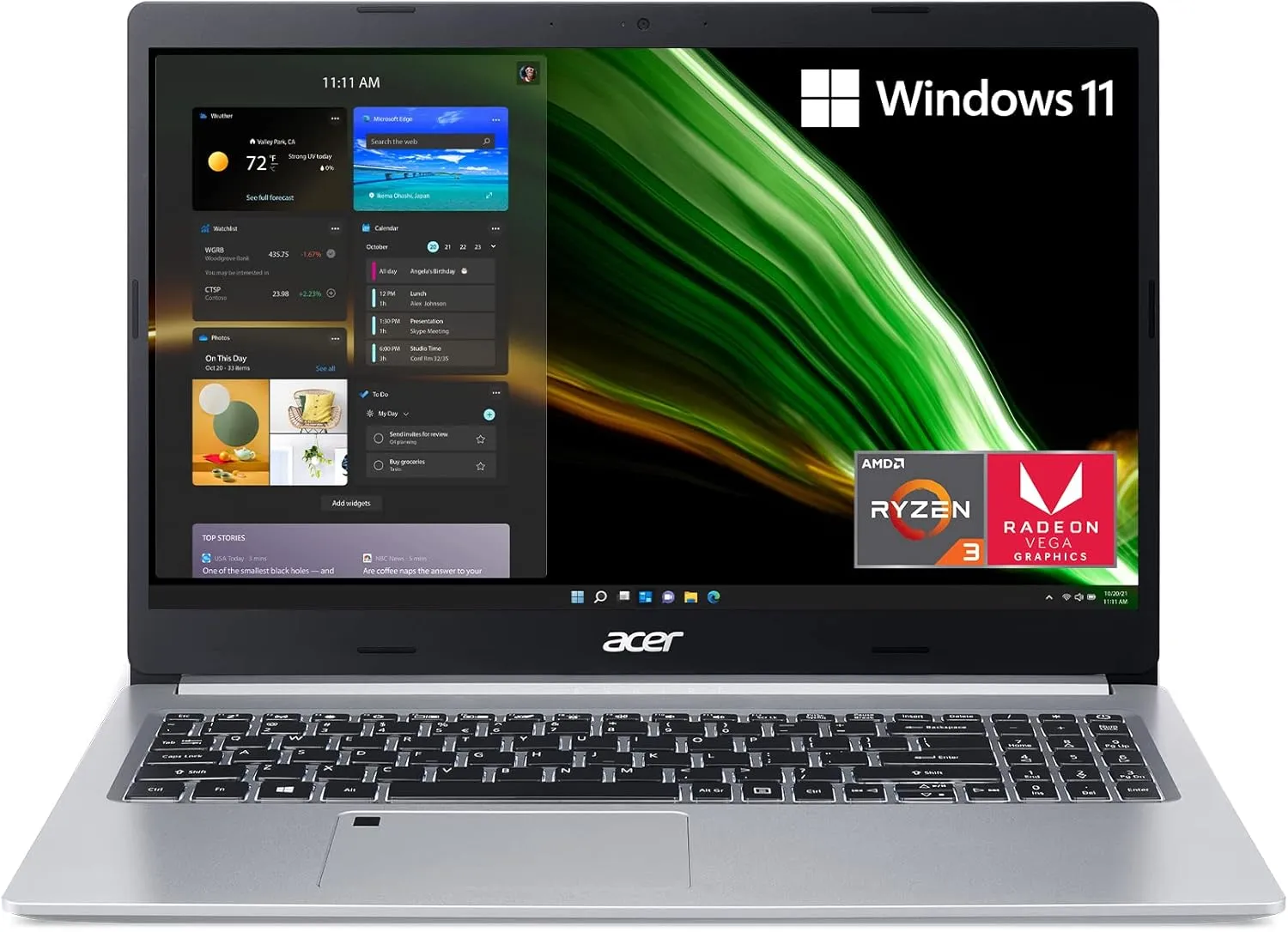 Acer Aspire 5 A515-46-R3UB | 15.6" Full HD IPS Display | AMD Ryzen 3 3350U Quad-Core Mobile Processor | 4GB DDR4 | 128GB NVMe SSD | WiFi 6 | Backlit KB | FPR | Amazon Alexa | Windows 11 Home in S mode