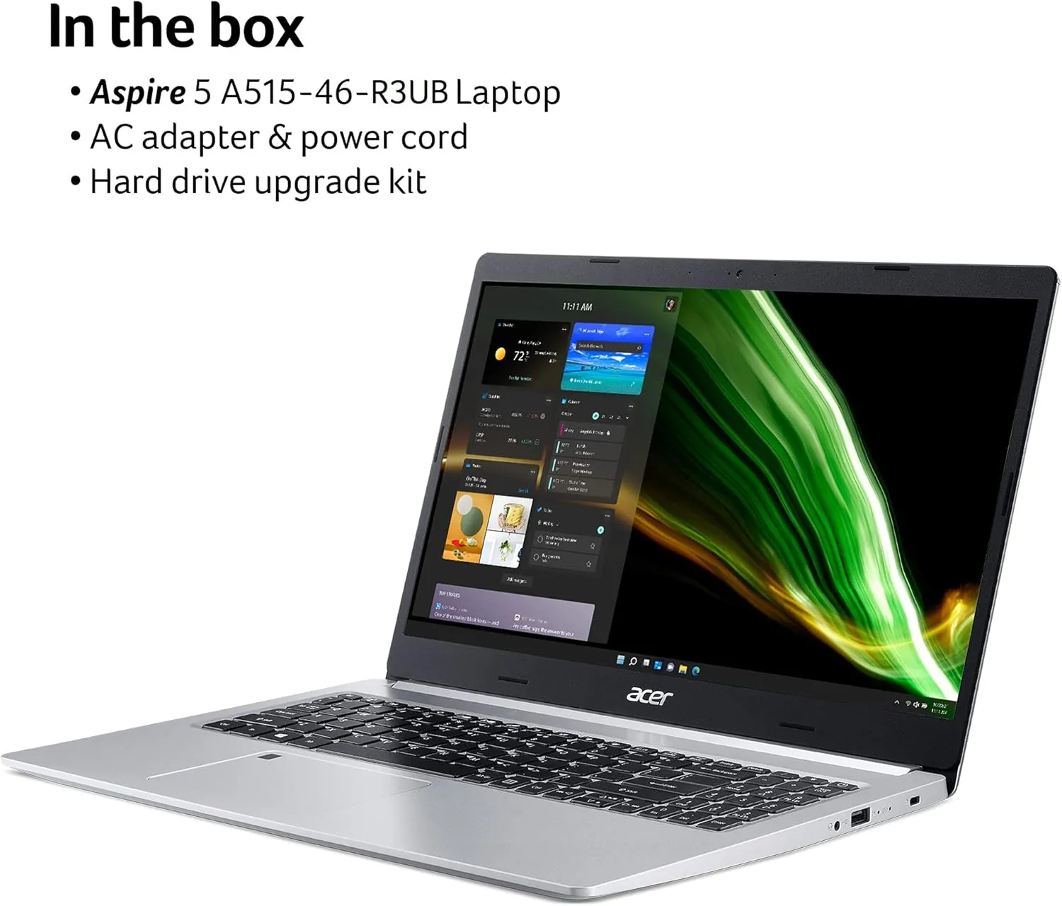Acer Aspire 5 A515-46-R3UB | 15.6" Full HD IPS Display | AMD Ryzen 3 3350U Quad-Core Mobile Processor | 4GB DDR4 | 128GB NVMe SSD | WiFi 6 | Backlit KB | FPR | Amazon Alexa | Windows 11 Home in S mode