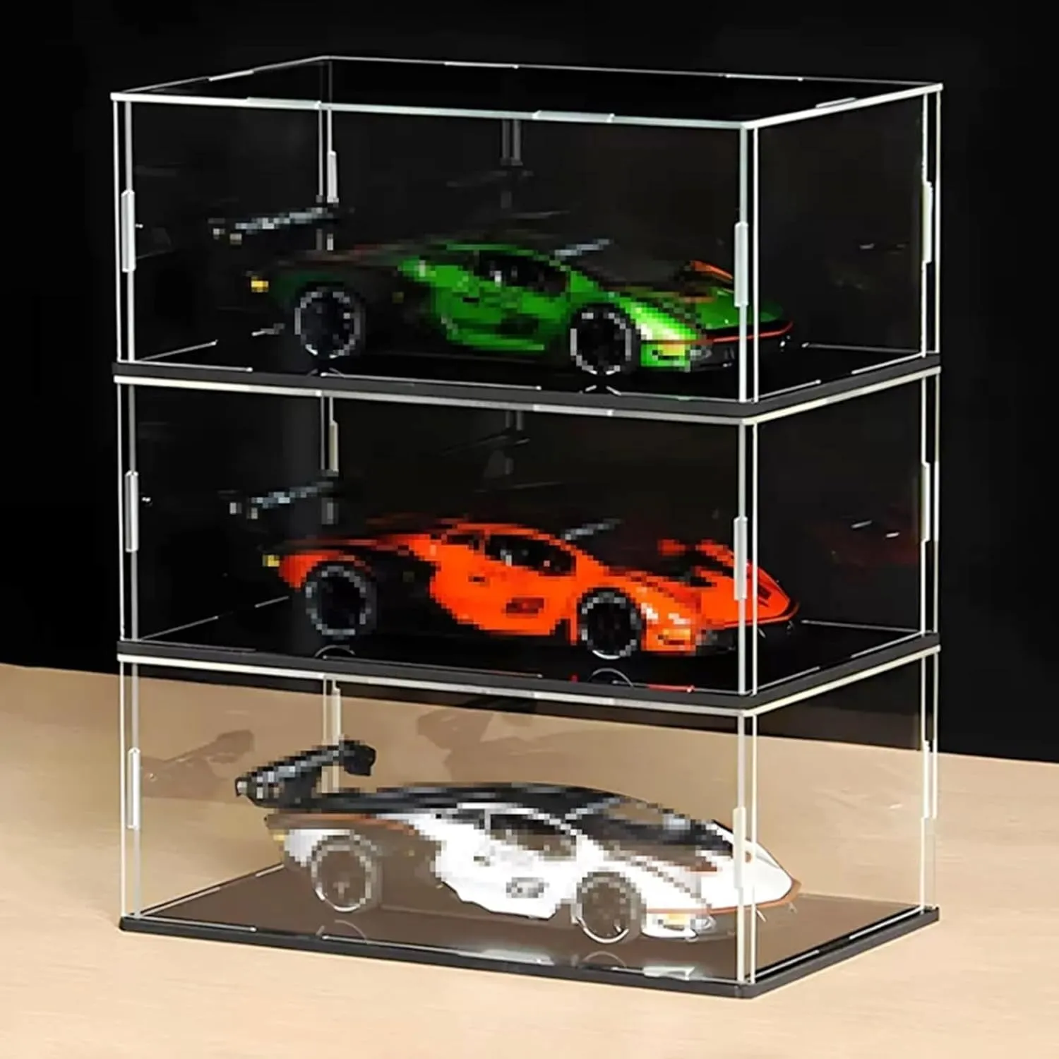 Acrylic Display Case, Model Display Shelf, Stackable Shoe Organizer, Clear Showcase for Display Car Model Toys, Dust Proof Protection(20x30x20cm)
