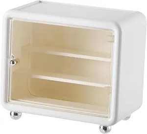 Action Figure Display Case Cabinet Organizer Box Countertop Table Showcase Storage for Party Birthday Mini Figurines Toys, White