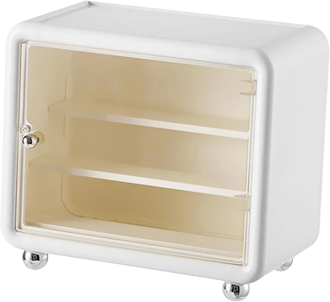 Action Figure Display Case Cabinet Organizer Box Countertop Table Showcase Storage for Party Birthday Mini Figurines Toys, White