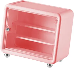Action Figure Display Case Cabinet Showcase Table Stand Gift Desktop Organizer Box Storage for Collectibles Mini Figurines, Pink