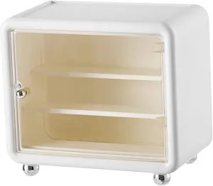 Action Figure Display Case Cabinet,Showcase Gift Countertop Stand Shelf Organizer Box Storage for Mini Figurines Collectibles, White
