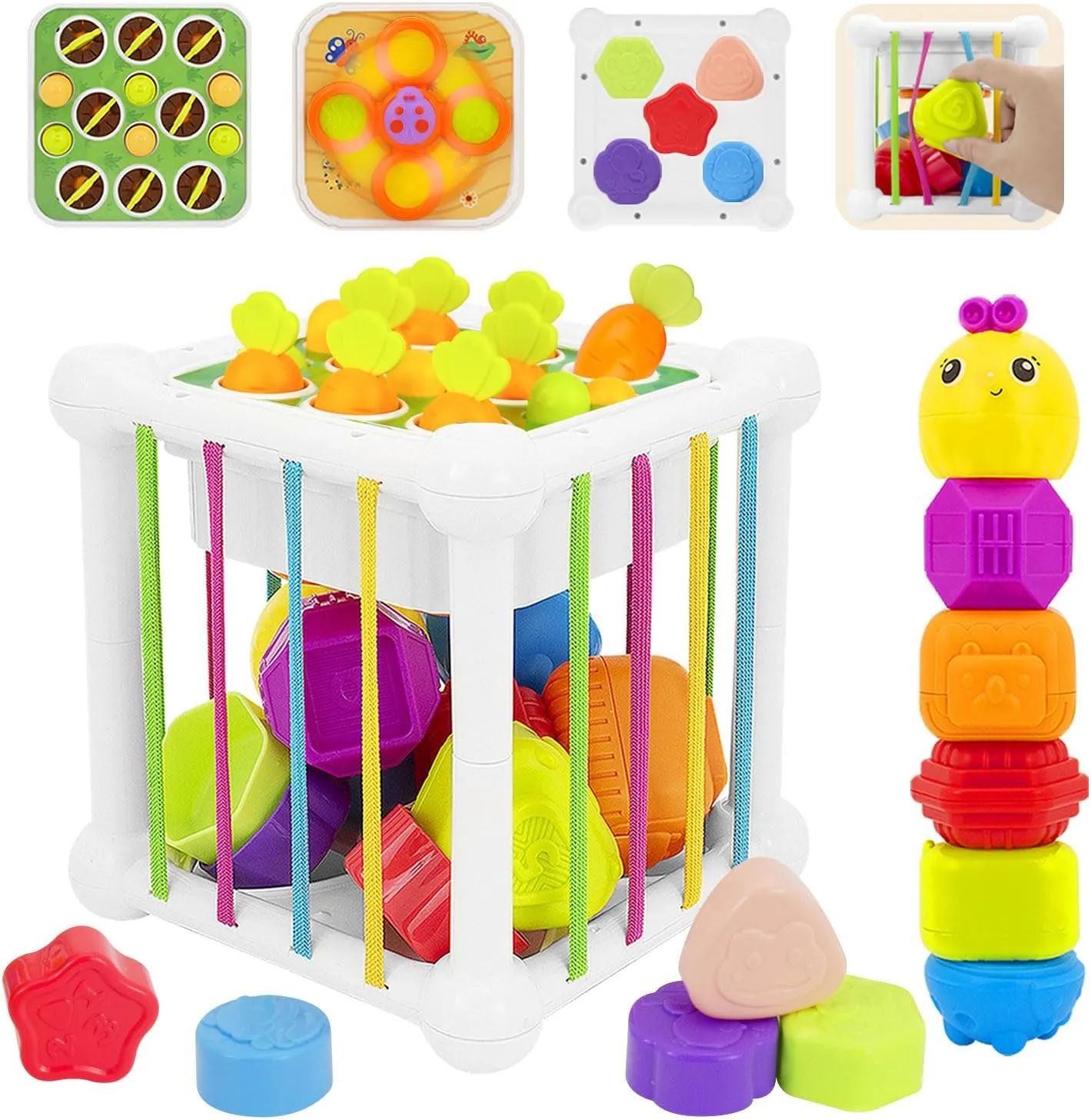 Activity Cube Baby Toys 6 in 1 Montessori Learning Sensory Educational Toys for Toddlers 18-48 Months Educational Learning Activities, Busy Cube Activity Table for 1 Year Old