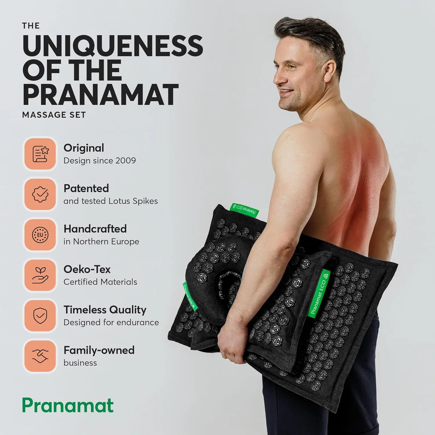 Acupressure Large & Small Mat with Pillow and Bag Set, Premium Acupressure Therapy for Pain Relief and Relaxation, Handcrafted in Europe with Sustainable and Natural Materials (Lagoon)