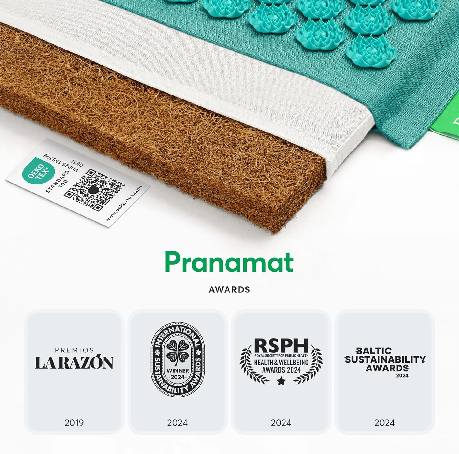 Acupressure Large & Small Mat with Pillow and Bag Set, Premium Acupressure Therapy for Pain Relief and Relaxation, Handcrafted in Europe with Sustainable and Natural Materials (Lagoon)