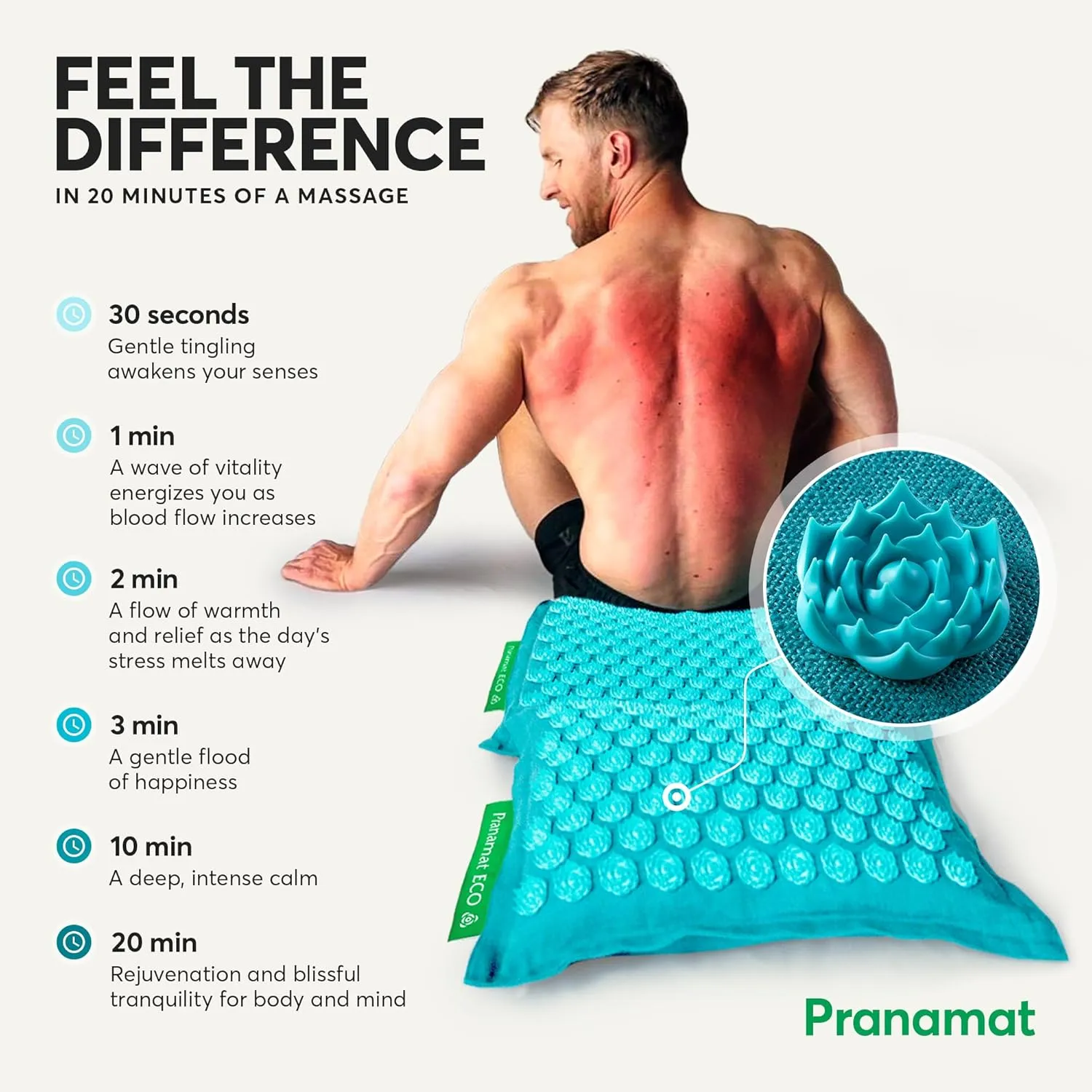 Acupressure Large & Small Mat with Pillow and Bag Set, Premium Acupressure Therapy for Pain Relief and Relaxation, Handcrafted in Europe with Sustainable and Natural Materials (Lagoon)