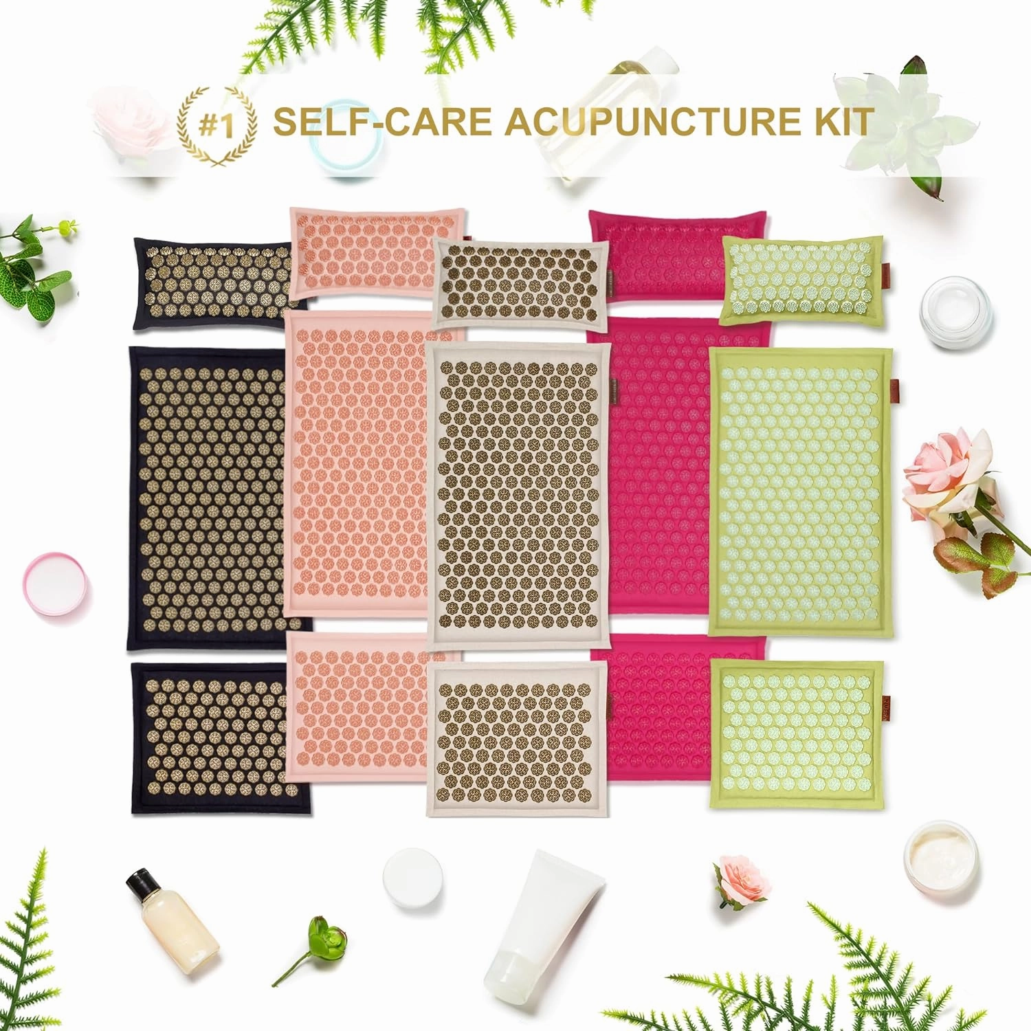 Acupressure Mat and Pillow Set,Natural Premium Linen & Coconut Fiber Filling,FSA/HSA Eligible,for Back/Neck Pain Relief, Sciatic, Headache and Muscle Relaxation, Comes with Carrying Bag