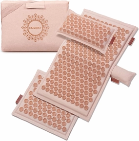 Acupressure Mat and Pillow Set,Natural Premium Linen & Coconut Fiber Filling,FSA/HSA Eligible,for Back/Neck Pain Relief, Sciatic, Headache and Muscle Relaxation, Comes with Carrying Bag